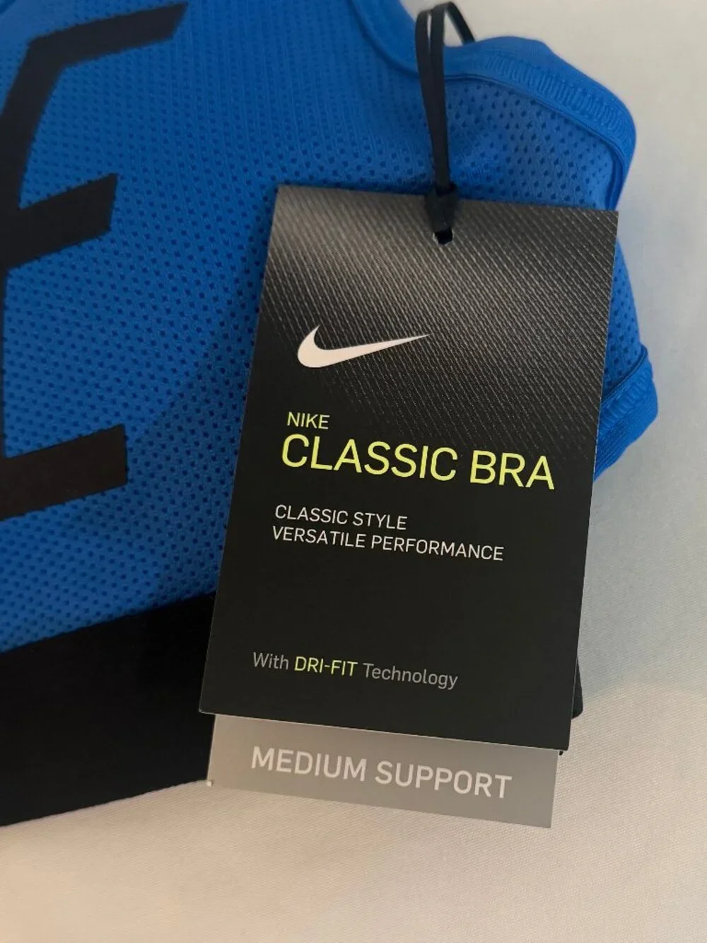 NWT Nike Women's Classic Logo Sports Bra Royal Blue & Black X-Small Padded #4095